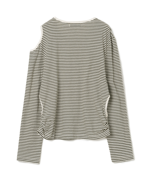 MILLO WOMEN（ミロウーマン）の「カットアウトストライプTシャツ[カーキ]（Tシャツ/カットソー・レディース・その他・FREE）」の3枚目の写真