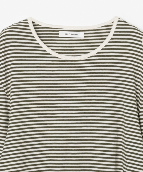 MILLO WOMEN（ミロウーマン）の「カットアウトストライプTシャツ[カーキ]（Tシャツ/カットソー・レディース・その他・FREE）」の4枚目の写真