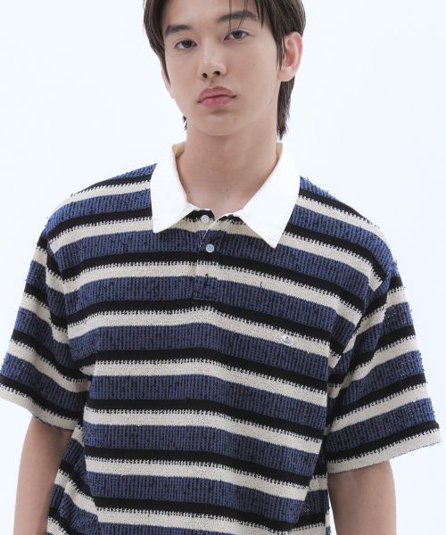 TRIP LE SENS（トリップ ル センス）の「サーファーストライプグランジカラーTシャツ_ブラウン（ポロシャツ・メンズ・その他・MEDIUM/LARGE）」の4枚目の写真