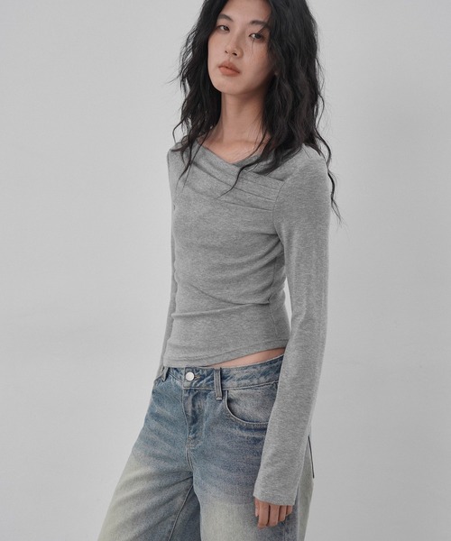 EIGHTHMONTH(エイスマンス)の「クロスオーバートップス EM25a104【EIGHTHMONTH】(Tシャツ/カットソー・レディース・レッド/グレー・M/S)」の5枚目の写真