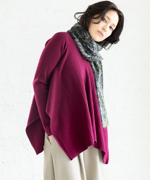 OSMOSIS（オズモーシス）の「スクエアヘムニットプルオーバー（ニット/セーター・レディース・ライトグレー/ブラック/ワイン・ONE SIZE）」の6枚目の写真
