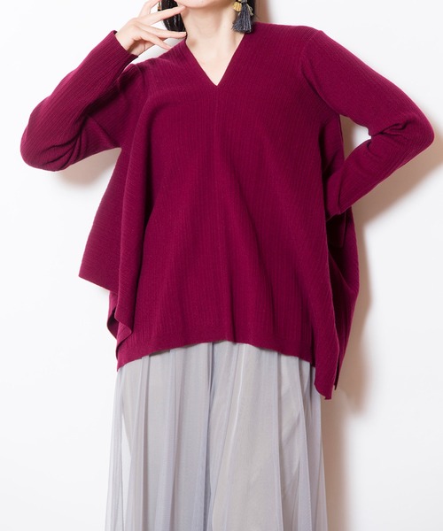 OSMOSIS（オズモーシス）の「スクエアヘムニットプルオーバー（ニット/セーター・レディース・ライトグレー/ブラック/ワイン・ONE SIZE）」の18枚目の写真