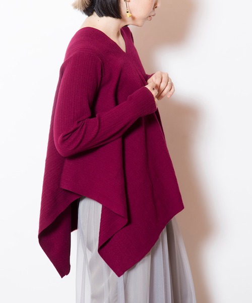 OSMOSIS（オズモーシス）の「スクエアヘムニットプルオーバー（ニット/セーター・レディース・ライトグレー/ブラック/ワイン・ONE SIZE）」の19枚目の写真