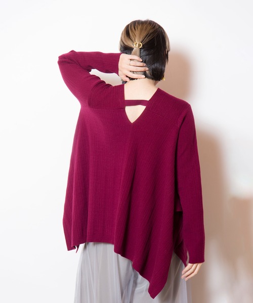 OSMOSIS（オズモーシス）の「スクエアヘムニットプルオーバー（ニット/セーター・レディース・ライトグレー/ブラック/ワイン・ONE SIZE）」の20枚目の写真