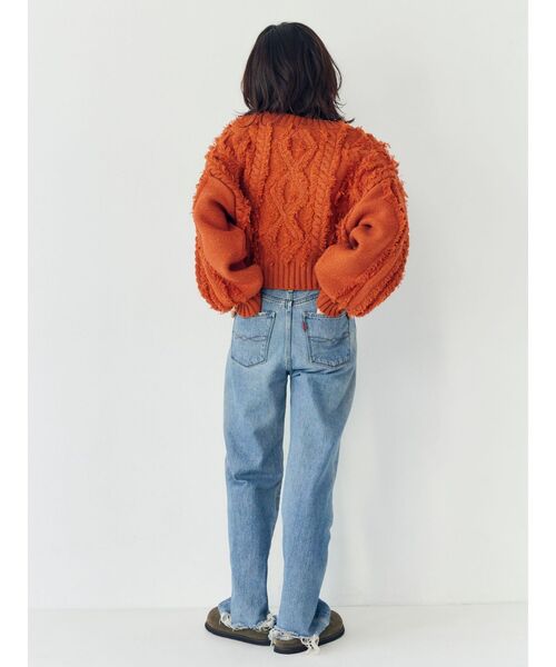 Ungrid(アングリッド)の「ワンショルフリンジケーブルショートニット(ニット/セーター・レディース・アイボリー/チャコールグレー/オレンジ/ベージュ・FREE)」の11枚目の写真