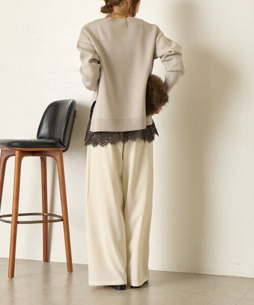 Jena espace merveilleux（ジェナ　エスパスメルヴェイユ）の「WフェイスVニット（ニット/セーター・レディース・チャコールグレー/アイボリー/ライトグレー・FREE）」の8枚目の写真