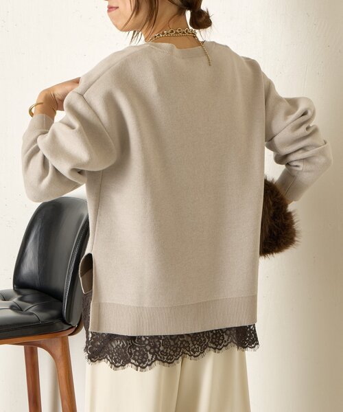 Jena espace merveilleux（ジェナ　エスパスメルヴェイユ）の「WフェイスVニット（ニット/セーター・レディース・チャコールグレー/アイボリー/ライトグレー・FREE）」の13枚目の写真