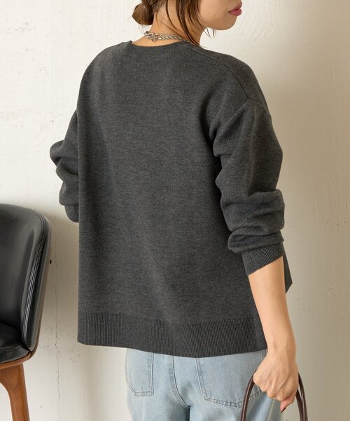 Jena espace merveilleux（ジェナ　エスパスメルヴェイユ）の「WフェイスVニット（ニット/セーター・レディース・チャコールグレー/アイボリー/ライトグレー・FREE）」の5枚目の写真