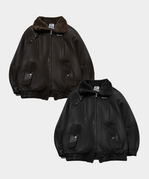 PLACE STUDIO（プレイススタジオ）の「Vintage High Neck Buckle Overfit Fur Leather Mustang Jacket Jumper_2COLOR（ライダースジャケット）」