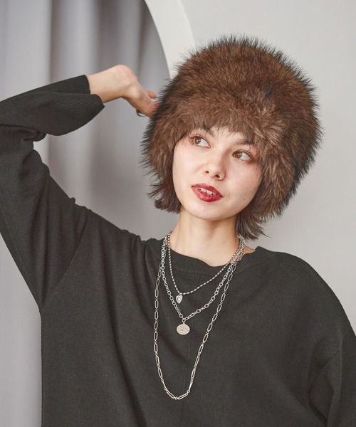 niko and...(ニコアンド)の「オリジナルフェイクファーボリュームハット(ハット・レディース・ブラウン/ベージュ・0)」の2枚目の写真