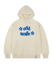 [ユニセックス]oddsmileロゴフラワーフードパーカー_クリーム