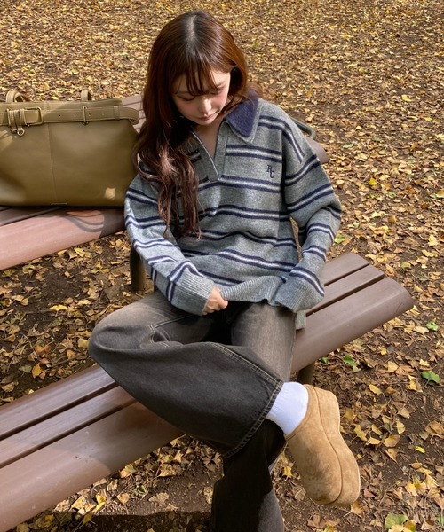 RAY CASSIN(レイカズン)の「厚底ムートンスリッポン(スリッポン・レディース・ブラック/ブラウン/ベージュ・M/S/L)」の7枚目の写真