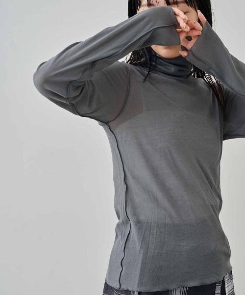 MEDE19F（メデジュウキュウ）の「ＭＥＤＥ１９Ｆ　薄くてやわらかなティシューカットソーハイネックトップス（Tシャツ/カットソー・レディース・ブラック/ホワイト/グレー・L/M）」の14枚目の写真