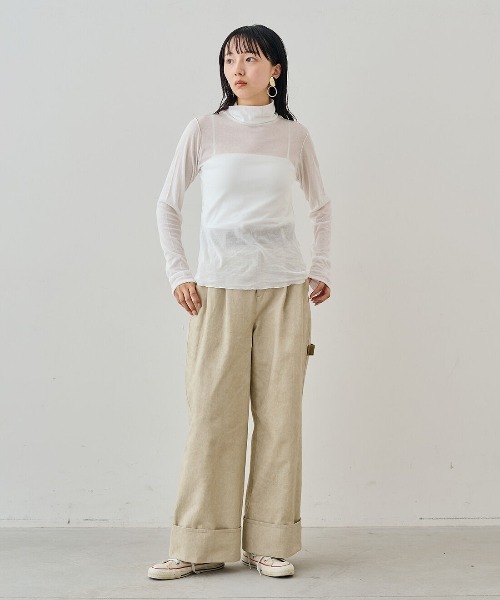 MEDE19F（メデジュウキュウ）の「ＭＥＤＥ１９Ｆ　薄くてやわらかなティシューカットソーハイネックトップス（Tシャツ/カットソー・レディース・ブラック/ホワイト/グレー・L/M）」の4枚目の写真