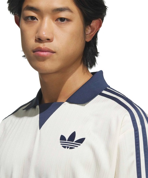 adidas(アディダス)の「adidas COLLARED GOALIE / アディダス 襟付きゴーリートップ(ポロシャツ・メンズ・ホワイト・S/M/L/XL/XXL)」の2枚目の写真