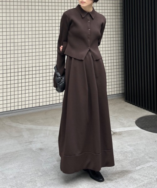 STYLEMIXER（スタイルミキサー）の「【niaulab TV by ZOZO紹介】2ピースポロニットワンピース　大人気（ワンピース・レディース・ダークブラウン/ベージュ/ネイビー・SMALL/MEDIUM）」の2枚目の写真