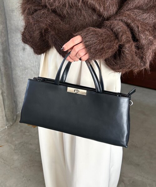 CAPRICIEUX LE'MAGE（カプリシューレマージュ）の「レクタングル2WAYバッグ（ショルダーバッグ・レディース・ブラック/キャメル/イエロー・FREE）」の5枚目の写真