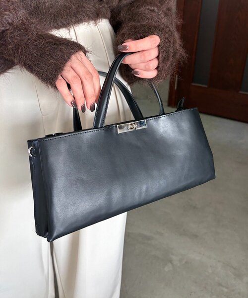 CAPRICIEUX LE'MAGE（カプリシューレマージュ）の「レクタングル2WAYバッグ（ショルダーバッグ・レディース・ブラック/キャメル/イエロー・FREE）」の6枚目の写真