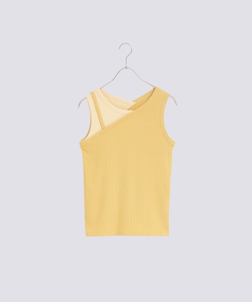 Kelen(ケレン)の「「KELEN / ケレン」重ね着風デザインタンクトップ(Tシャツ/カットソー・レディース・ネイビー/イエロー/グリーン/ホワイト・FREE)」の4枚目の写真