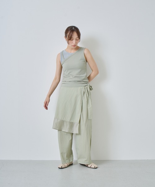Kelen(ケレン)の「「KELEN / ケレン」重ね着風デザインタンクトップ(Tシャツ/カットソー・レディース・ネイビー/イエロー/グリーン/ホワイト・FREE)」の12枚目の写真