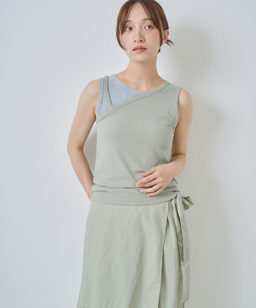 Kelen(ケレン)の「「KELEN / ケレン」重ね着風デザインタンクトップ(Tシャツ/カットソー・レディース・ネイビー/イエロー/グリーン/ホワイト・FREE)」の13枚目の写真