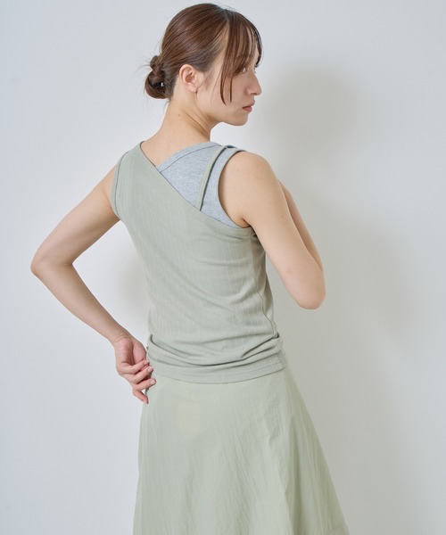 Kelen(ケレン)の「「KELEN / ケレン」重ね着風デザインタンクトップ(Tシャツ/カットソー・レディース・ネイビー/イエロー/グリーン/ホワイト・FREE)」の17枚目の写真