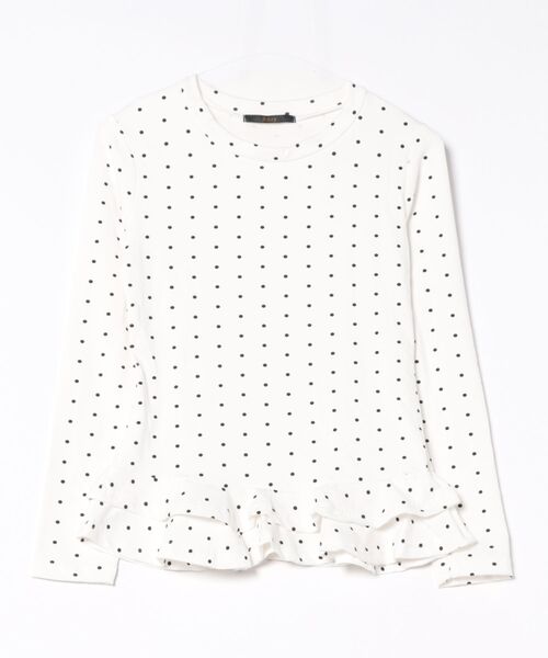 Ritzy(リッツィー)の「大人可愛いドット柄フリルデザイン長袖トップス(Tシャツ/カットソー・レディース・ホワイト・M/XL/L/S)」の10枚目の写真