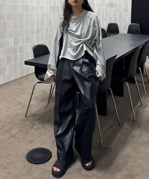 Ameri（アメリ）の「JENNY 2TUCK STRAIGHT PANTS（スラックス・レディース・ブラック/マルチ・SMALL/MEDIUM）」の16枚目の写真