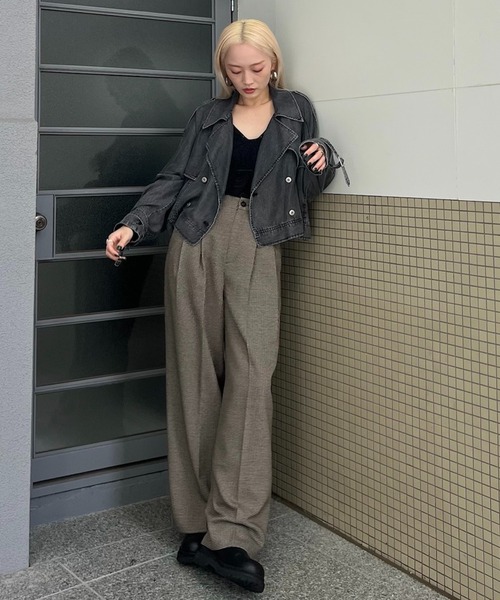 Ameri（アメリ）の「JENNY 2TUCK STRAIGHT PANTS（スラックス・レディース・ブラック/マルチ・SMALL/MEDIUM）」の13枚目の写真