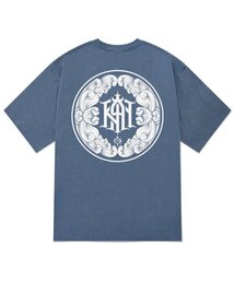 KTPN0118 フラワーカンピグメント半袖Tシャツ - ブルー