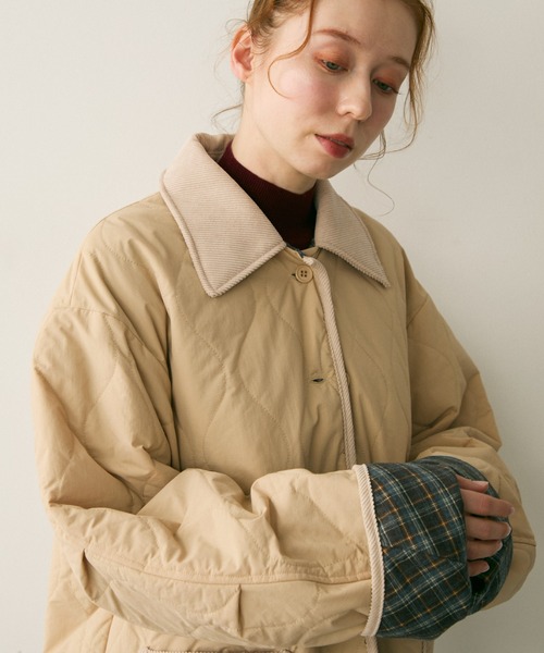 Crisp（クリスプ）の「コーデュロイカラーキルティングジャケット（ブルゾン・レディース・ブラック/ベージュ・FREE）」の21枚目の写真