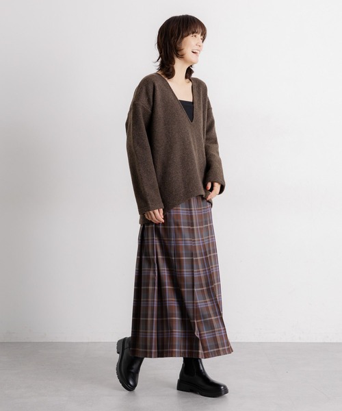 studio CLIP（スタディオクリップ）の「ウールミックススライバーVネックニットプルオーバー（ニット/セーター・レディース・ブラウン/ベージュ/アイボリー・FREE）」の6枚目の写真