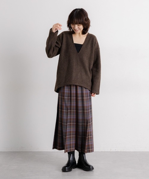 studio CLIP（スタディオクリップ）の「ウールミックススライバーVネックニットプルオーバー（ニット/セーター・レディース・ブラウン/ベージュ/アイボリー・FREE）」の7枚目の写真