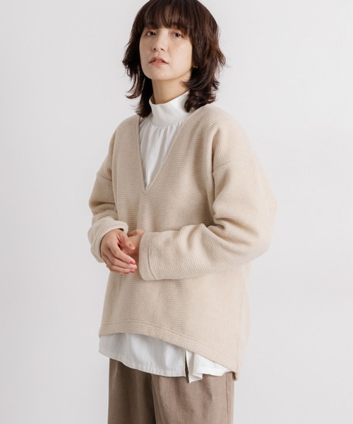studio CLIP（スタディオクリップ）の「ウールミックススライバーVネックニットプルオーバー（ニット/セーター・レディース・ブラウン/ベージュ/アイボリー・FREE）」の8枚目の写真