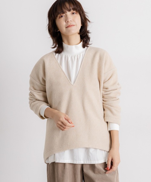 studio CLIP（スタディオクリップ）の「ウールミックススライバーVネックニットプルオーバー（ニット/セーター・レディース・ブラウン/ベージュ/アイボリー・FREE）」の9枚目の写真