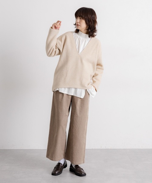 studio CLIP（スタディオクリップ）の「ウールミックススライバーVネックニットプルオーバー（ニット/セーター・レディース・ブラウン/ベージュ/アイボリー・FREE）」の10枚目の写真