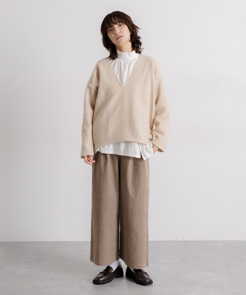 studio CLIP（スタディオクリップ）の「ウールミックススライバーVネックニットプルオーバー（ニット/セーター・レディース・ブラウン/ベージュ/アイボリー・FREE）」の11枚目の写真