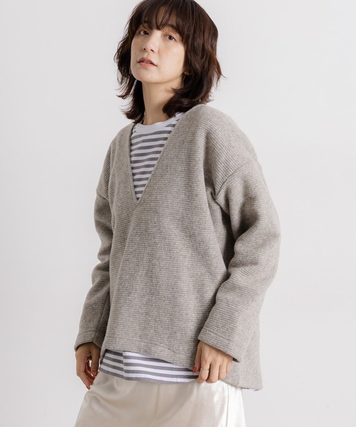 studio CLIP（スタディオクリップ）の「ウールミックススライバーVネックニットプルオーバー（ニット/セーター・レディース・ブラウン/ベージュ/アイボリー・FREE）」の13枚目の写真