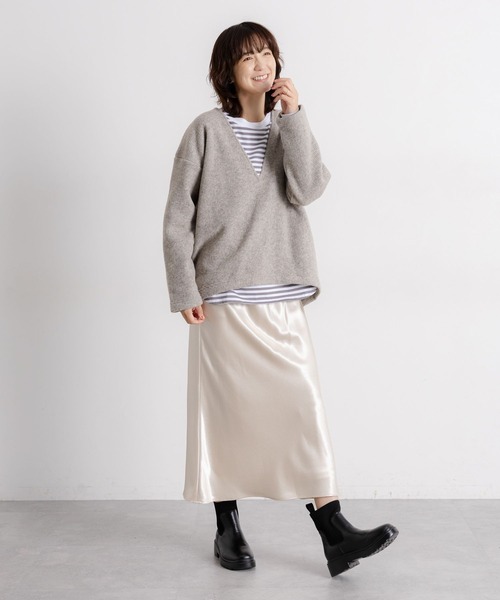 studio CLIP（スタディオクリップ）の「ウールミックススライバーVネックニットプルオーバー（ニット/セーター・レディース・ブラウン/ベージュ/アイボリー・FREE）」の14枚目の写真