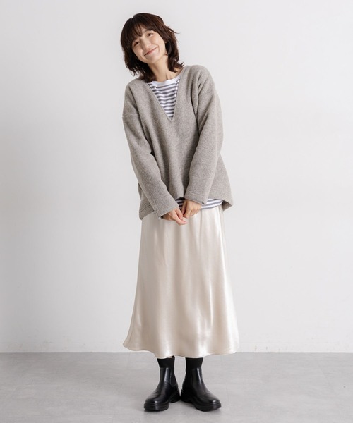 studio CLIP（スタディオクリップ）の「ウールミックススライバーVネックニットプルオーバー（ニット/セーター・レディース・ブラウン/ベージュ/アイボリー・FREE）」の15枚目の写真
