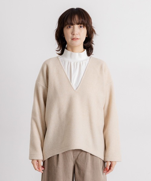 studio CLIP（スタディオクリップ）の「ウールミックススライバーVネックニットプルオーバー（ニット/セーター・レディース・ブラウン/ベージュ/アイボリー・FREE）」の16枚目の写真