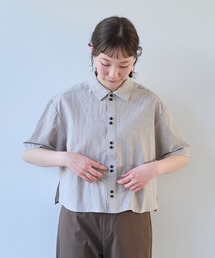 △オーガニックコットン 60/1 タイプライター丸衿ブラウス（シャツ