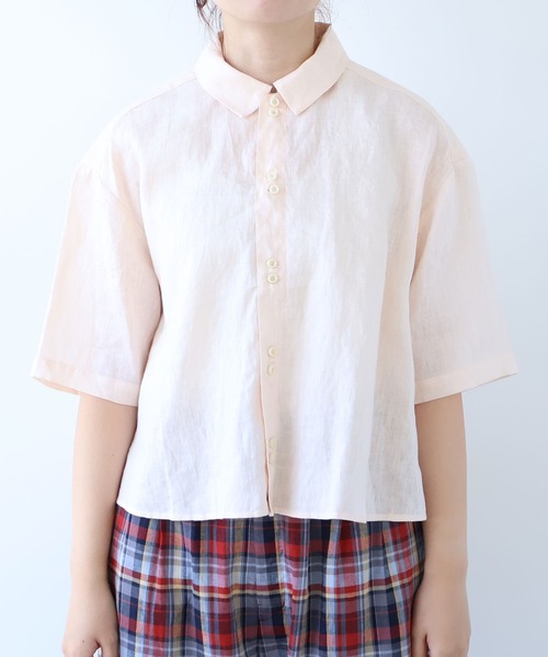 bulle de savon(ビュルデサボン)の「60sフレンチリネン boy shirt(シャツ/ブラウス・レディース・ピンク/オレンジ/ホワイト/サックスブルー/チャコールグレー/ベージュ系その他/ブルー系その他・FREE)」の19枚目の写真