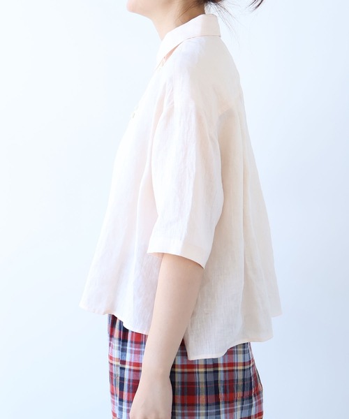 bulle de savon(ビュルデサボン)の「60sフレンチリネン boy shirt(シャツ/ブラウス・レディース・ピンク/オレンジ/ホワイト/サックスブルー/チャコールグレー/ベージュ系その他/ブルー系その他・FREE)」の20枚目の写真