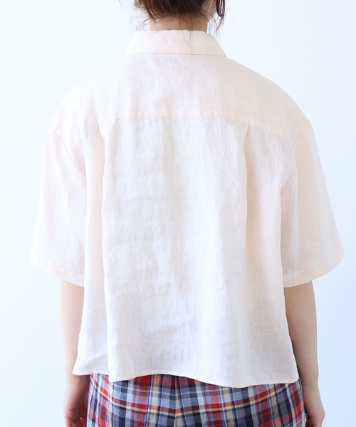 bulle de savon(ビュルデサボン)の「60sフレンチリネン boy shirt(シャツ/ブラウス・レディース・ピンク/オレンジ/ホワイト/サックスブルー/チャコールグレー/ベージュ系その他/ブルー系その他・FREE)」の21枚目の写真
