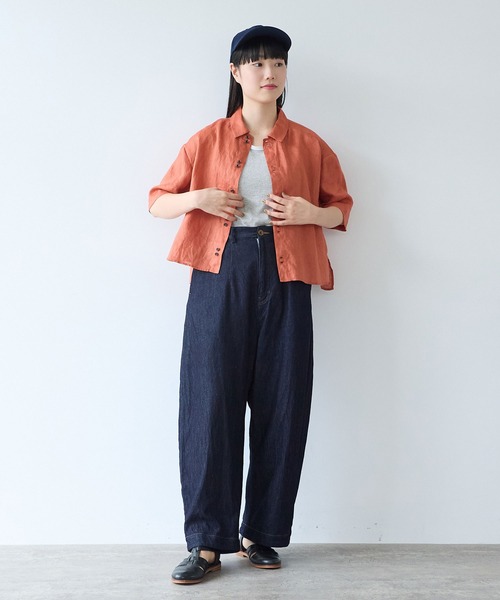 bulle de savon(ビュルデサボン)の「60sフレンチリネン boy shirt(シャツ/ブラウス・レディース・ピンク/オレンジ/ホワイト/サックスブルー/チャコールグレー/ベージュ系その他/ブルー系その他・FREE)」の17枚目の写真