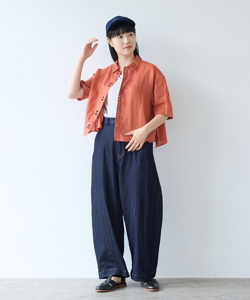 bulle de savon(ビュルデサボン)の「60sフレンチリネン boy shirt(シャツ/ブラウス・レディース・ピンク/オレンジ/ホワイト/サックスブルー/チャコールグレー/ベージュ系その他/ブルー系その他・FREE)」の18枚目の写真