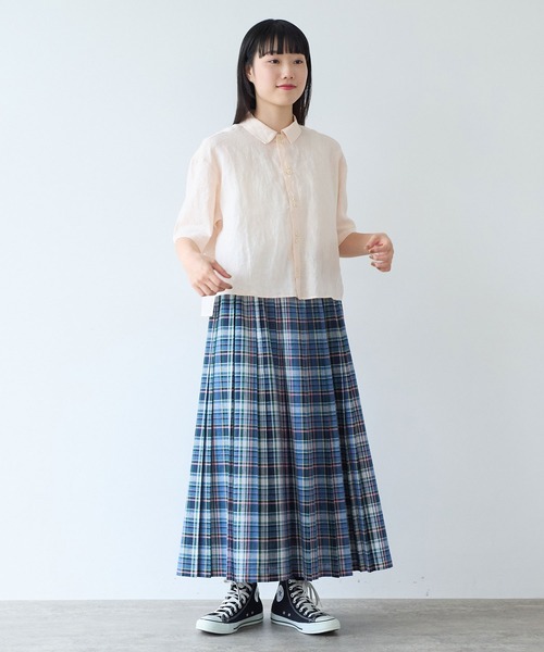 bulle de savon(ビュルデサボン)の「60sフレンチリネン boy shirt(シャツ/ブラウス・レディース・ピンク/オレンジ/ホワイト/サックスブルー/チャコールグレー/ベージュ系その他/ブルー系その他・FREE)」の14枚目の写真
