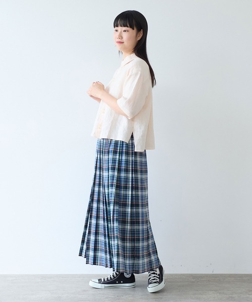 bulle de savon(ビュルデサボン)の「60sフレンチリネン boy shirt(シャツ/ブラウス・レディース・ピンク/オレンジ/ホワイト/サックスブルー/チャコールグレー/ベージュ系その他/ブルー系その他・FREE)」の12枚目の写真