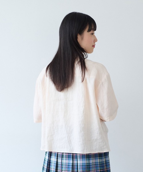 bulle de savon(ビュルデサボン)の「60sフレンチリネン boy shirt(シャツ/ブラウス・レディース・ピンク/オレンジ/ホワイト/サックスブルー/チャコールグレー/ベージュ系その他/ブルー系その他・FREE)」の8枚目の写真